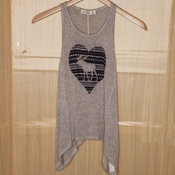 Abercrombie Kids Girls Grey Asymmetrical Sweater Knit Tank Top Medium - Picture 1 of 5